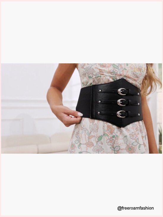 Wide Elastic Corset Belt with Gold Buckle for Daily Cosplay Halloween main image 6